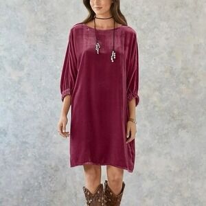 Sundance Velvet Shift Dress XS Silk Blend Dolman Sleeve Bohemian